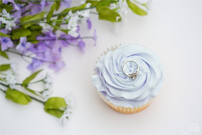 Cupcake engagement session with engagement ring