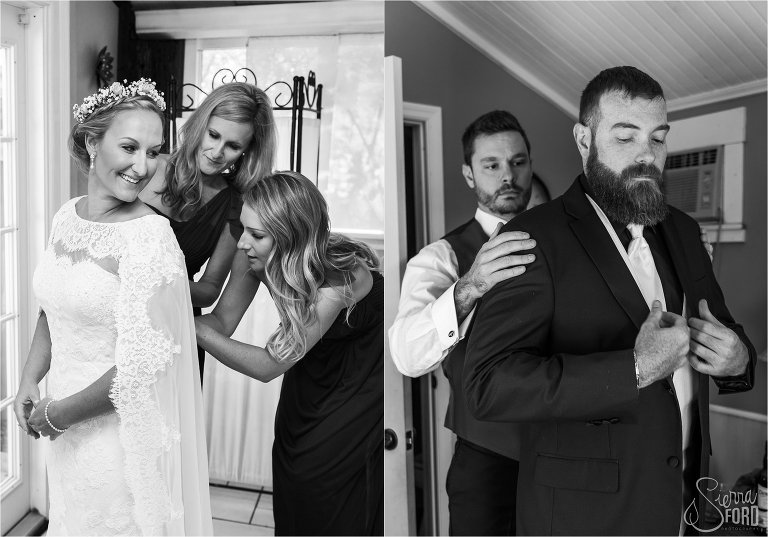 Bride and Groom getting ready for wedding
