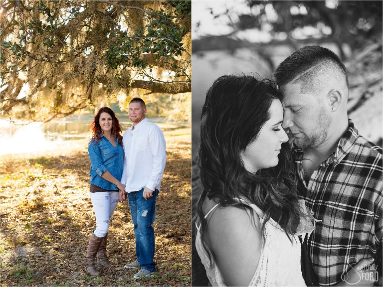 Gorgeous couple posing and kissing during field engagement session