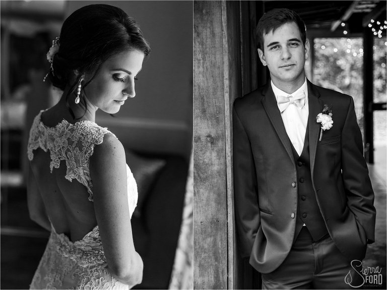 Bride and groom black and white portrait