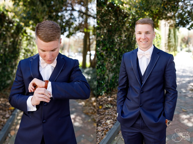 groom getting ready savannah wedding