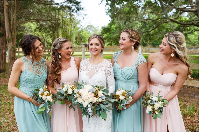 teal and coral bridesmaid dresses