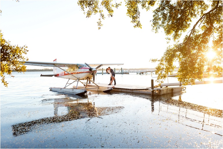 Tavares Pavilion wedding couple with seaplane