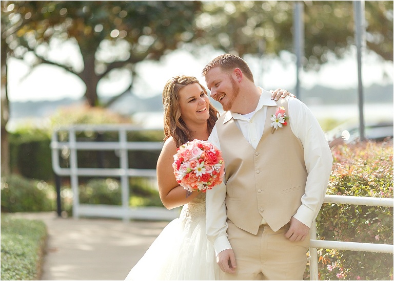 laughter ensues as the bride sneaks up on the groom