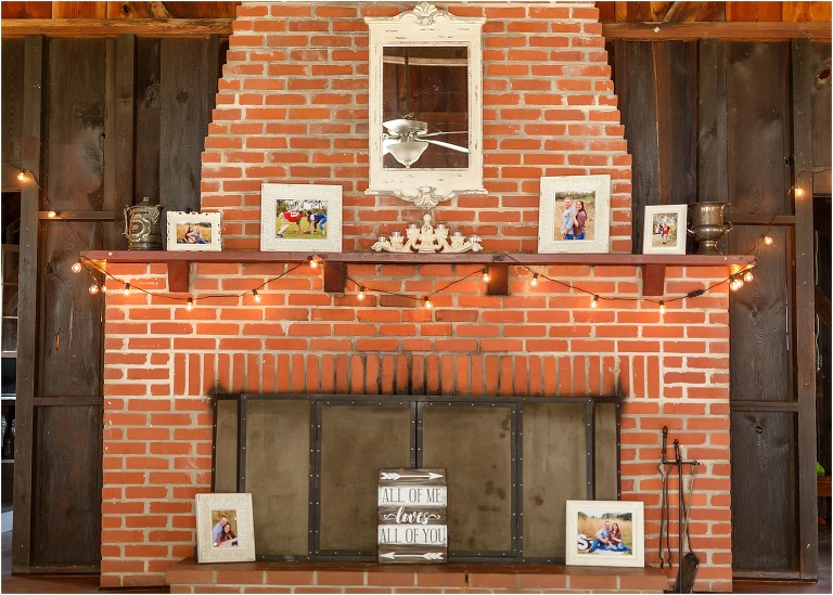 Gorgeous red brick fireplace at Doe Lake Campground