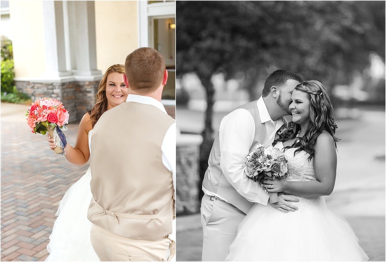 side by side shots of the laughing, smiling couple