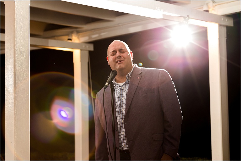 the bride & groom's friend, TJ, serenaded the guests with live music during the couple's first dance at Cypress Grove
