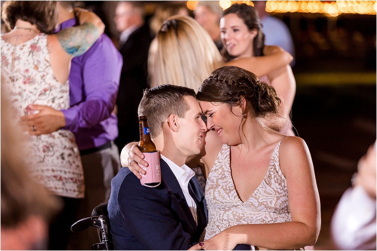 the bride and groom forehead to forehead for yet another romantic dance inspired by Our DJ Rocks
