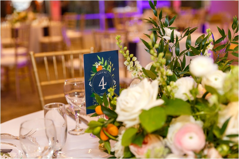 navy blue table numbers printed by Minted