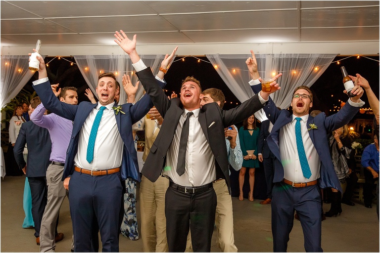 guests perform a rousing rendition of "YMCA" during their Davis Island Yacht Club reception