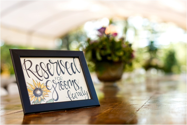 "reserved" sign on the farmhouse table 