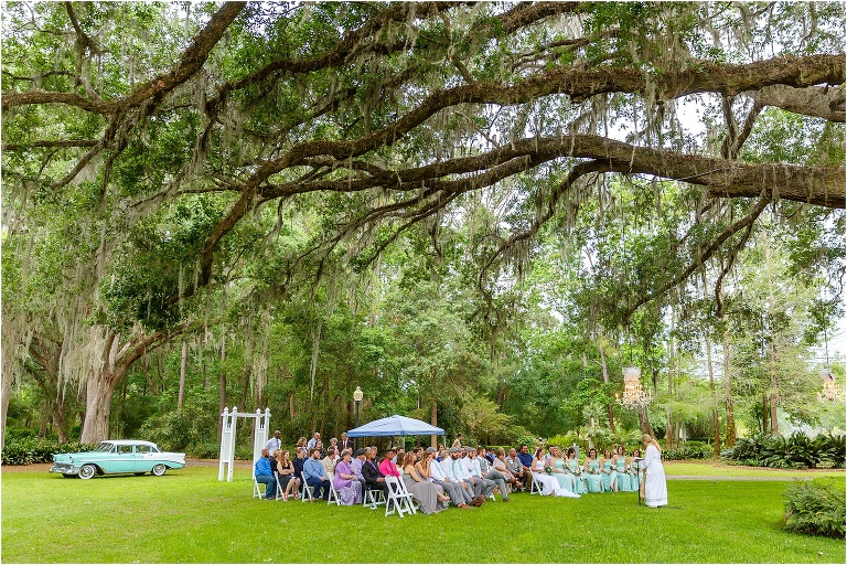 their Bellemoor Plantation wedding ceremony under a 200 year old oak tree at their Bellemoor Plantation wedding