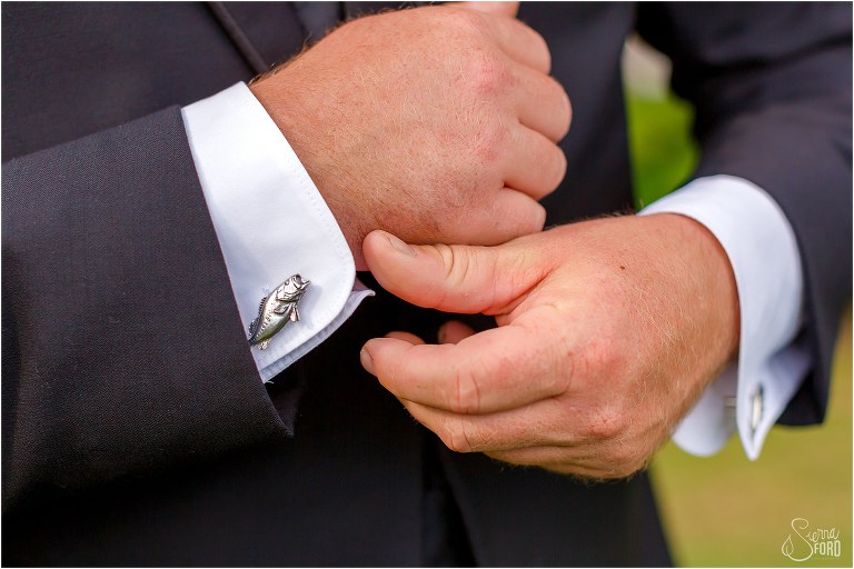 custom Bass cuff links for the groom at Mission Inn wedding