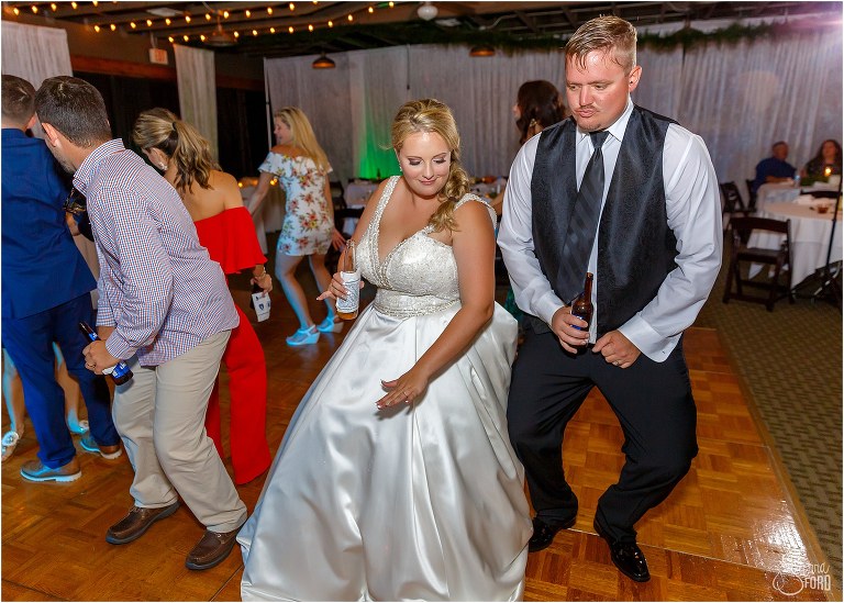 bride & groom show off their dance moves at Mission Inn wedding reception