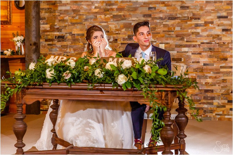 bride cries as twin brother sings song he wrote during Club Lake Plantation wedding reception