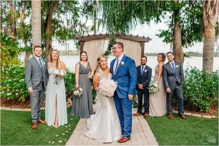 wedding party at Disney themed wedding at Paradise Cove Orlando