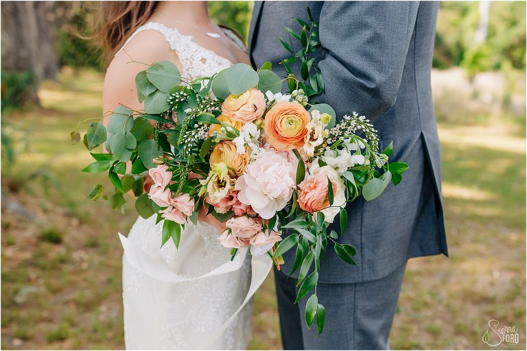 orange and blush bridal bouquet by Urban Poppy at Savannah elopement