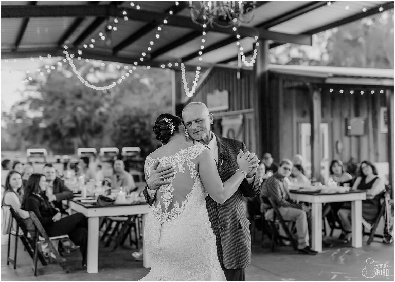 bride and her father share emotional dance together at Isola Farms wedding