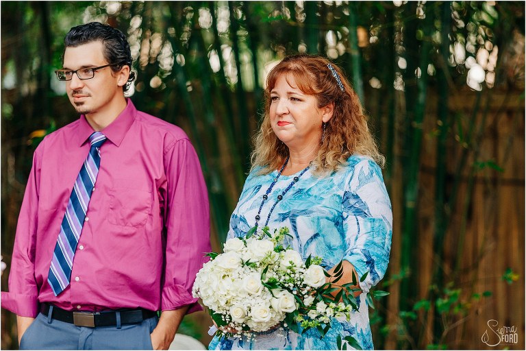 mother of the groom gets emotional watching their Mount Dora elopement ceremony