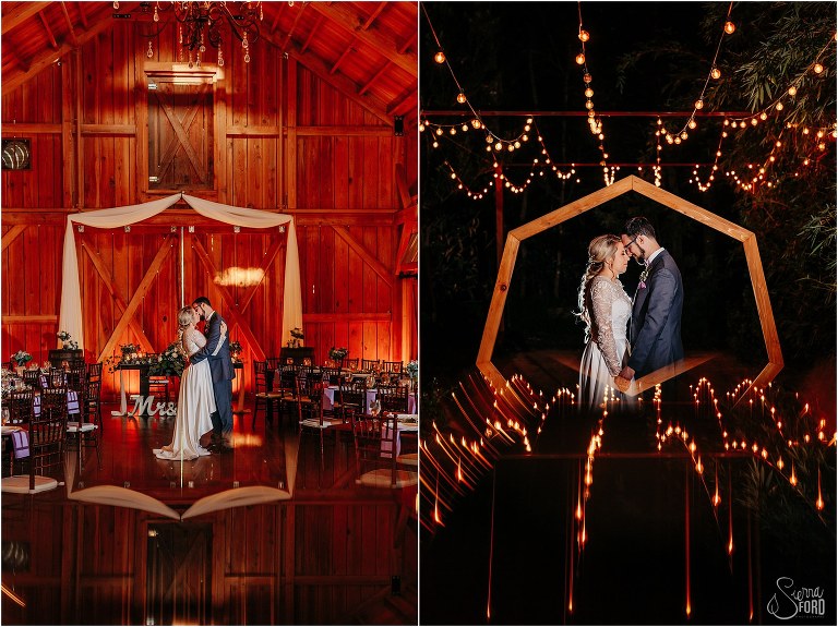 Night photos of couple at Bridle Oaks Wedding venue
